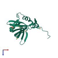 PDB entry 2qck coloured by chain, top view.