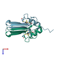 PDB entry 2qd0 coloured by chain, top view.