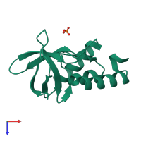 PDB entry 2qdb coloured by chain, top view.