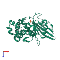 PDB entry 2qdp coloured by chain, top view.