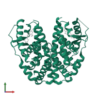 Estrogen receptor in PDB entry 2qe4, assembly 1, front view.
