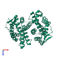 Estrogen receptor in PDB entry 2qe4, assembly 1, top view.