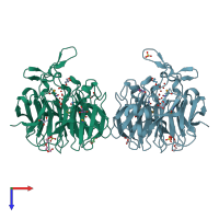 PDB entry 2qe8 coloured by chain, top view.