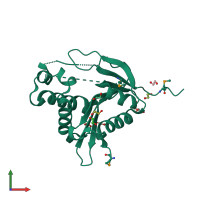 PDB entry 2qec coloured by chain, front view.