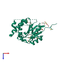 PDB entry 2qec coloured by chain, top view.