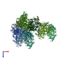 PDB entry 2qee coloured by chain, top view.