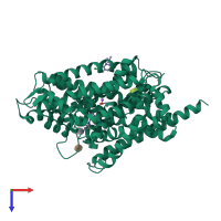 PDB entry 2qei coloured by chain, top view.