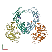 PDB entry 2qej coloured by chain, front view.