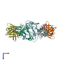 PDB entry 2qej coloured by chain, top view.