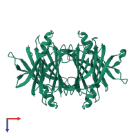 Transthyretin in PDB entry 2qel, assembly 1, top view.