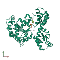 PDB entry 2qen coloured by chain, front view.