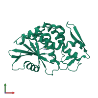 PDB entry 2qet coloured by chain, front view.