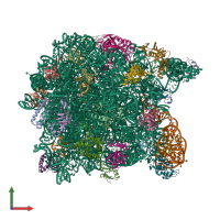 PDB entry 2qex coloured by chain, front view.