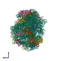 PDB entry 2qex coloured by chain, side view.