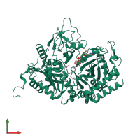 PDB entry 2qey coloured by chain, front view.