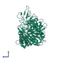 Phosphoenolpyruvate carboxykinase, cytosolic [GTP] in PDB entry 2qf1, assembly 1, side view.