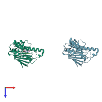 PDB entry 2qfo coloured by chain, top view.