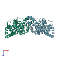 PDB entry 2qfz coloured by chain, top view.