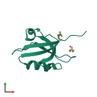 PDB entry 2qg1 coloured by chain, front view.