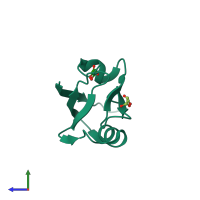 PDB entry 2qg1 coloured by chain, side view.