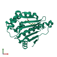 PDB entry 2qg2 coloured by chain, front view.