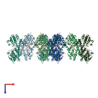 PDB entry 2qg4 coloured by chain, top view.