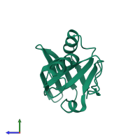 PDB entry 2qgo coloured by chain, side view.