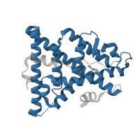 The deposited structure of PDB entry 2qgw contains 2 copies of Pfam domain PF00104 (Ligand-binding domain of nuclear hormone receptor) in Estrogen receptor. Showing 1 copy in chain B.