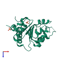 PDB entry 2qgz coloured by chain, top view.