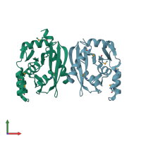 PDB entry 2qh9 coloured by chain, front view.