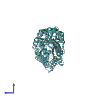 PDB entry 2qha coloured by chain, side view.