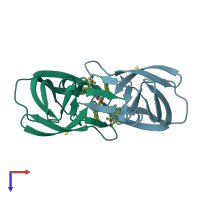 PDB entry 2qhc coloured by chain, top view.