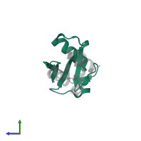 Ubiquitin in PDB entry 2qho, assembly 1, side view.