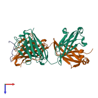 PDB entry 2qhr coloured by chain, top view.