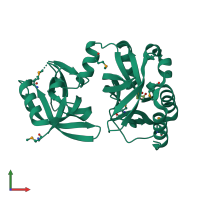 PDB entry 2qik coloured by chain, front view.