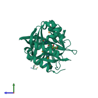 PDB entry 2qik coloured by chain, side view.
