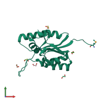 PDB entry 2qip coloured by chain, front view.