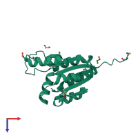 PDB entry 2qip coloured by chain, top view.