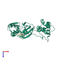 PDB entry 2qiq coloured by chain, top view.