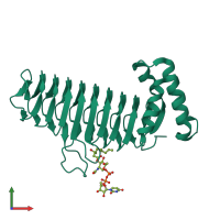 PDB entry 2qiv coloured by chain, front view.