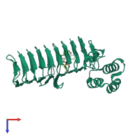 PDB entry 2qiv coloured by chain, top view.