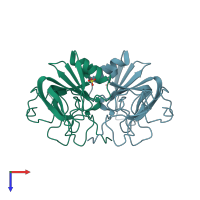 PDB entry 2qj4 coloured by chain, top view.