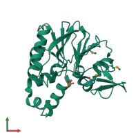 PDB entry 2qjc coloured by chain, front view.