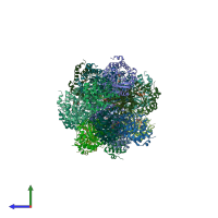 PDB entry 2qjg coloured by chain, side view.