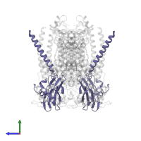 Ubiquinol-cytochrome c reductase iron-sulfur subunit in PDB entry 2qjk, assembly 1, side view.