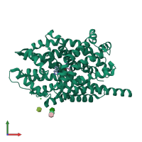 PDB entry 2qju coloured by chain, front view.