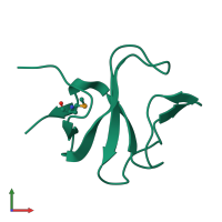 PDB entry 2qk0 coloured by chain, front view.