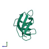 PDB entry 2qk0 coloured by chain, side view.