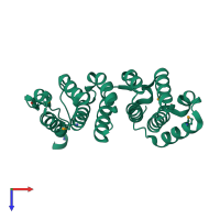 PDB entry 2qk2 coloured by chain, top view.