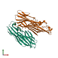 PDB entry 2qk7 coloured by chain, front view.